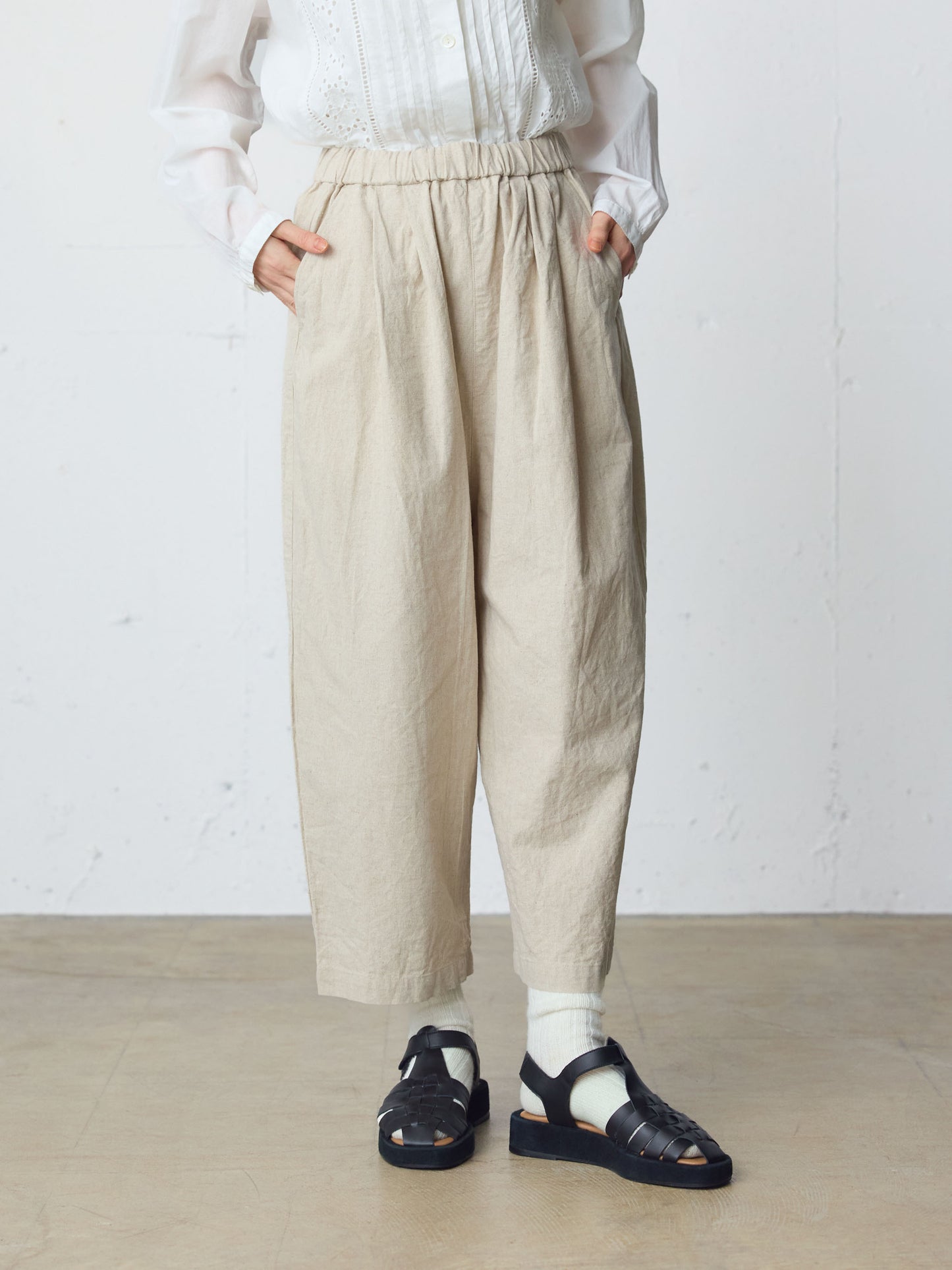 cotton linen wide easy pants