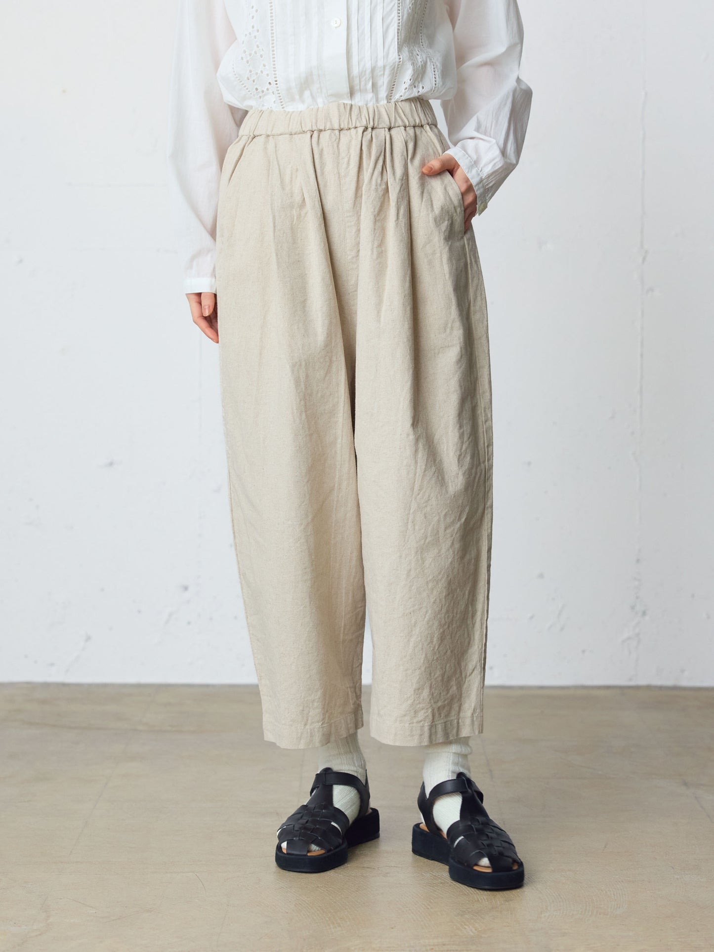 cotton linen wide easy pants