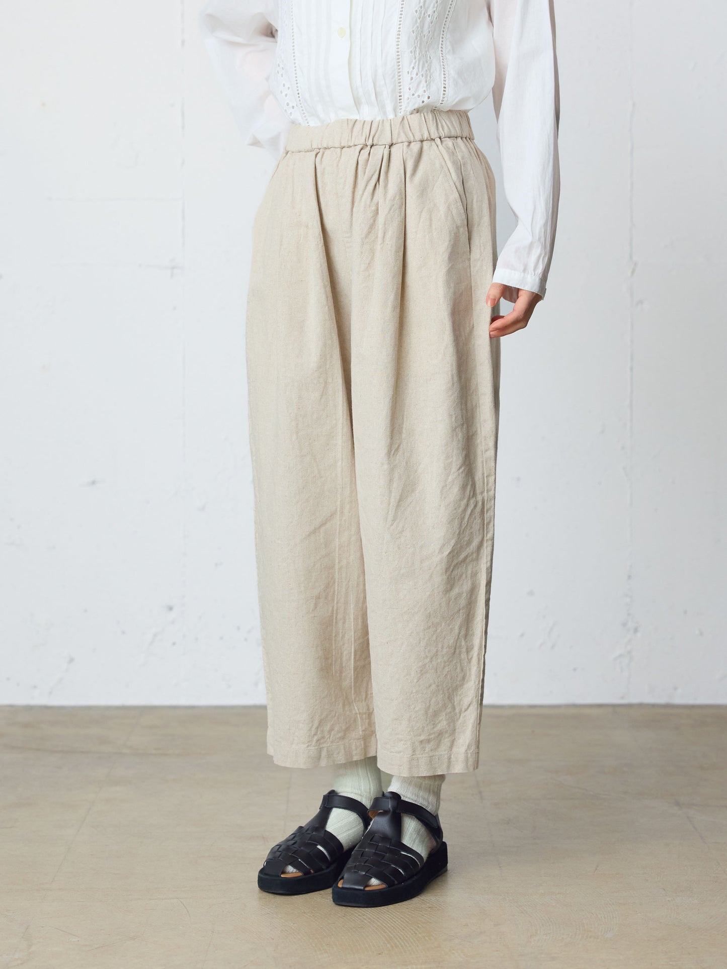 cotton linen wide easy pants