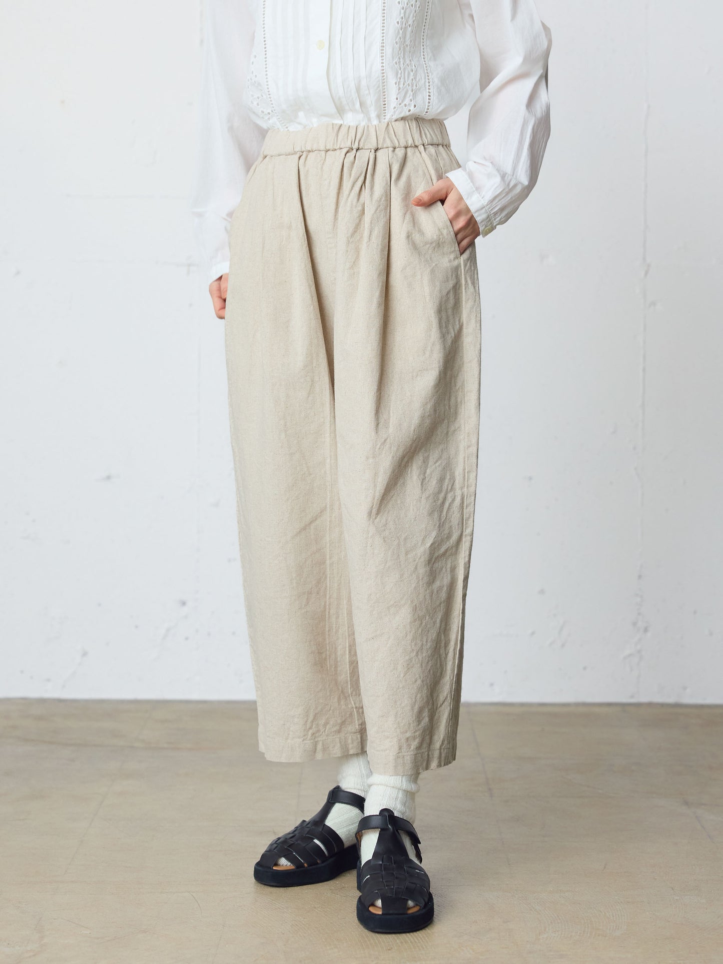 cotton linen wide easy pants