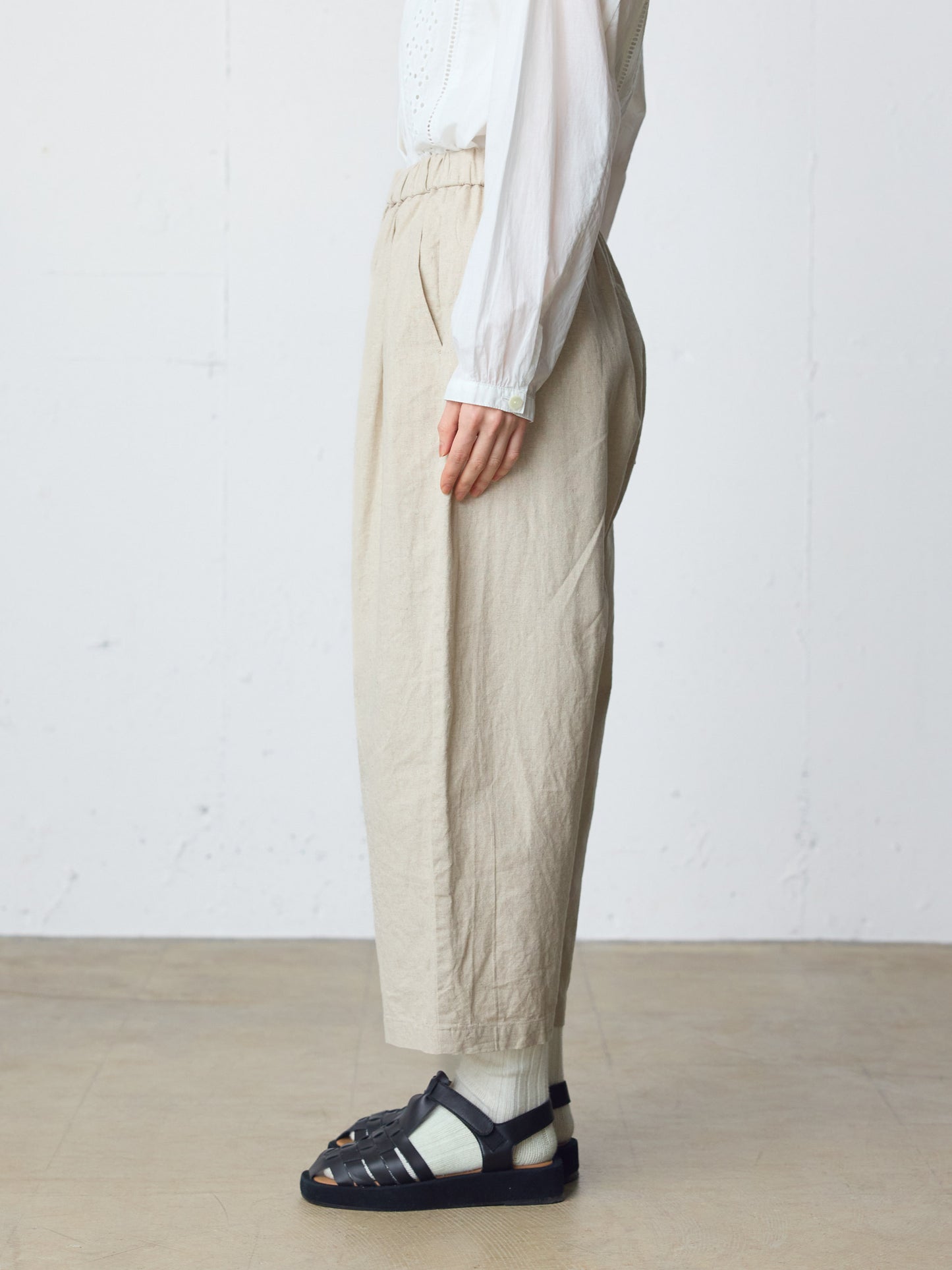 cotton linen wide easy pants