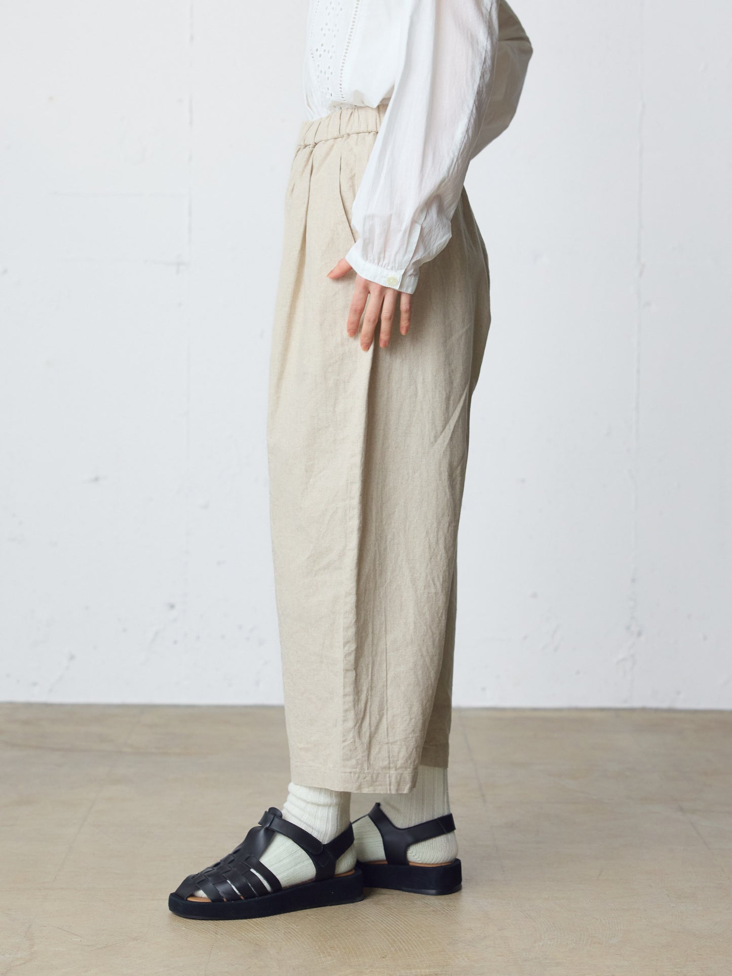 cotton linen wide easy pants