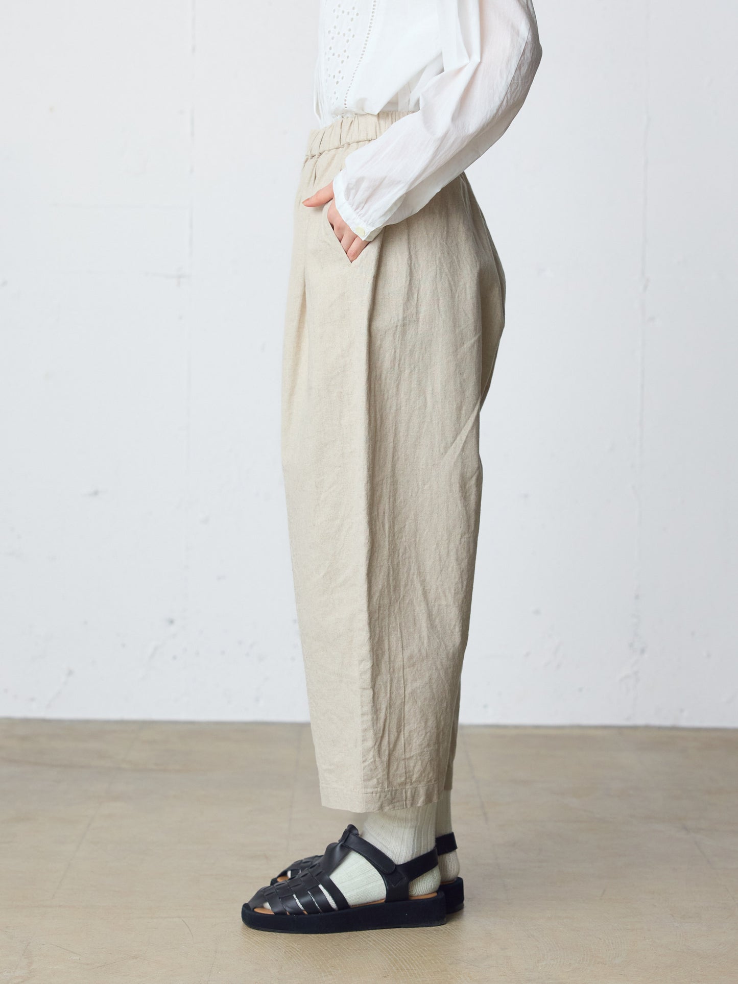 cotton linen wide easy pants