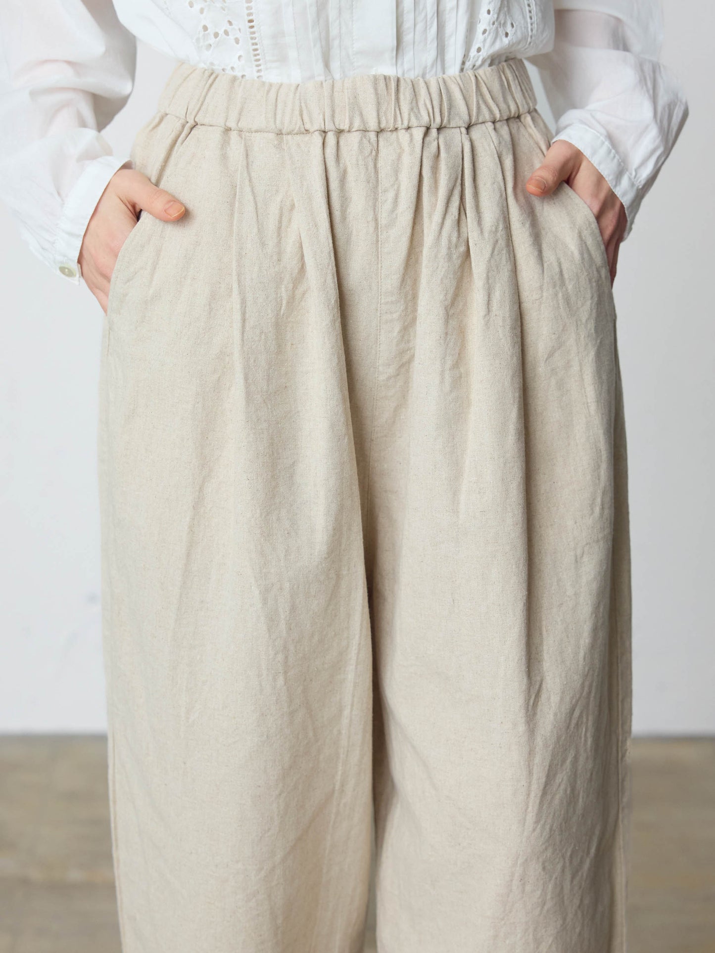 cotton linen wide easy pants