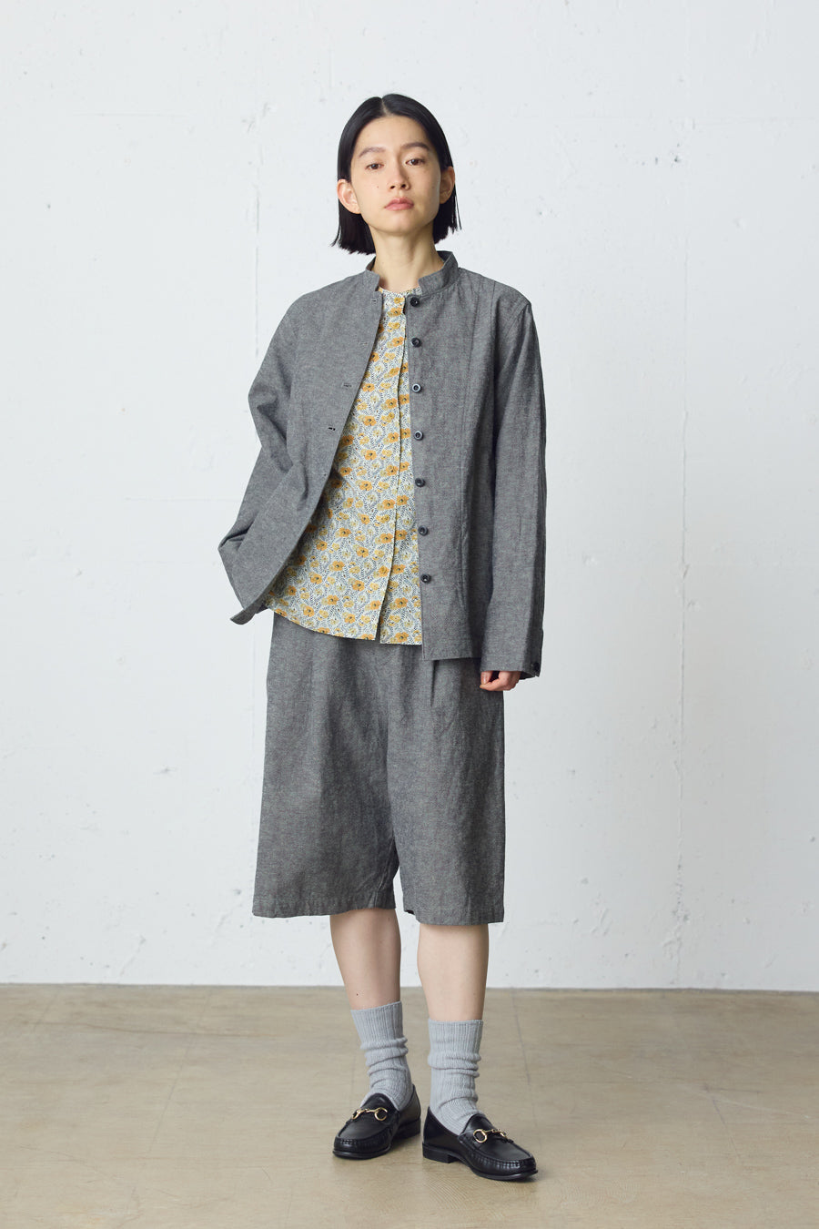 cotton linen tuck short pants