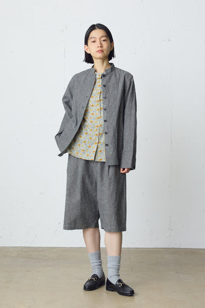 cotton linen tuck short pants