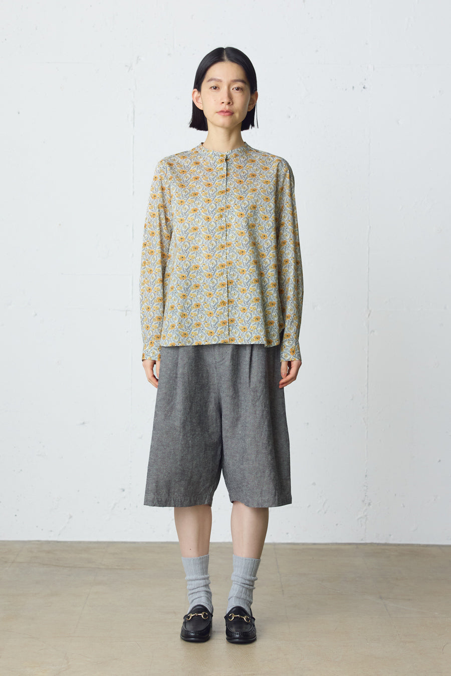 cotton linen tuck short pants