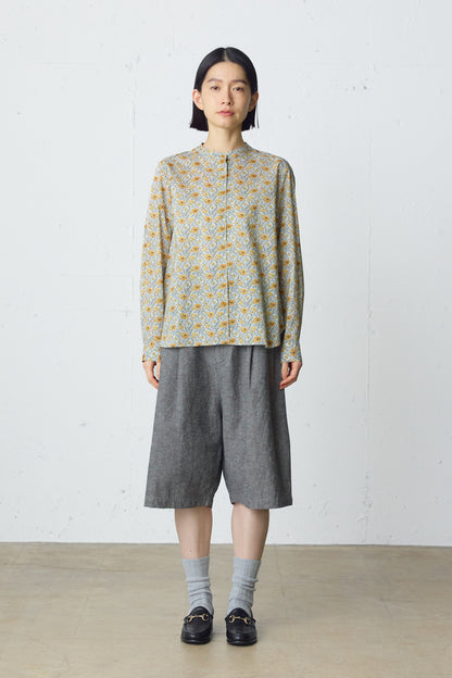 cotton linen tuck short pants