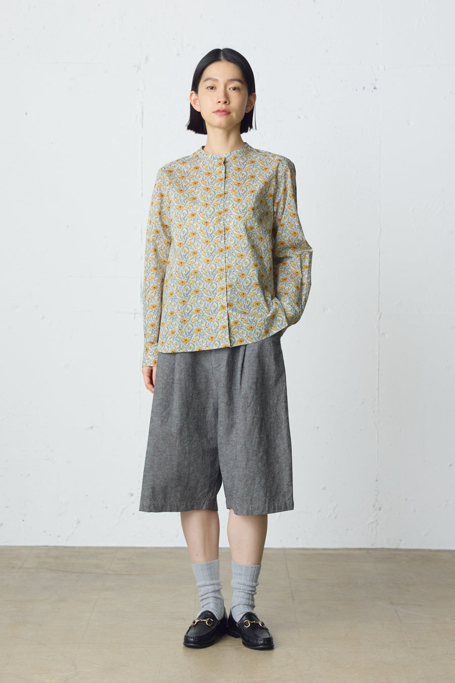 cotton linen tuck short pants