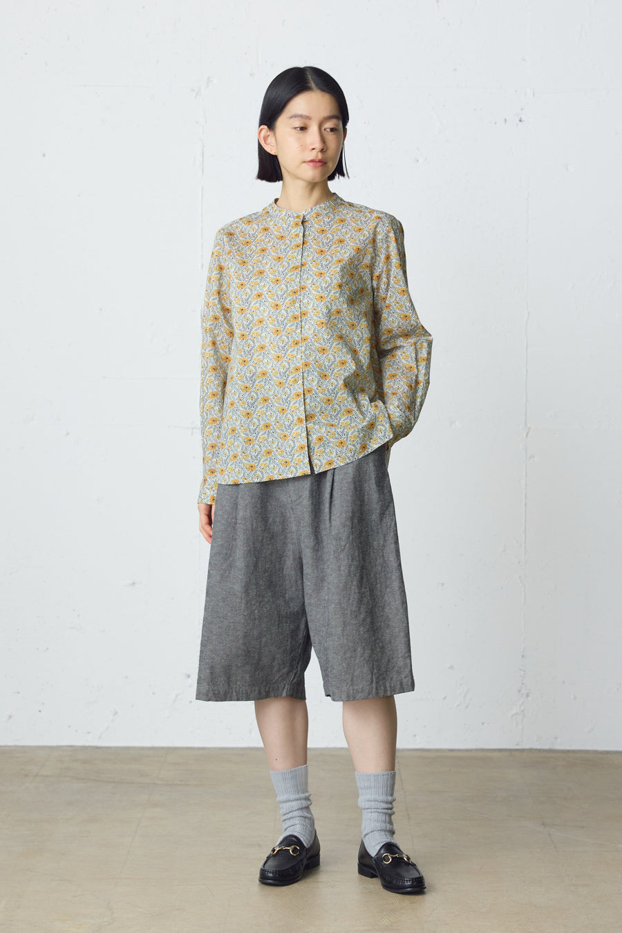 cotton linen tuck short pants