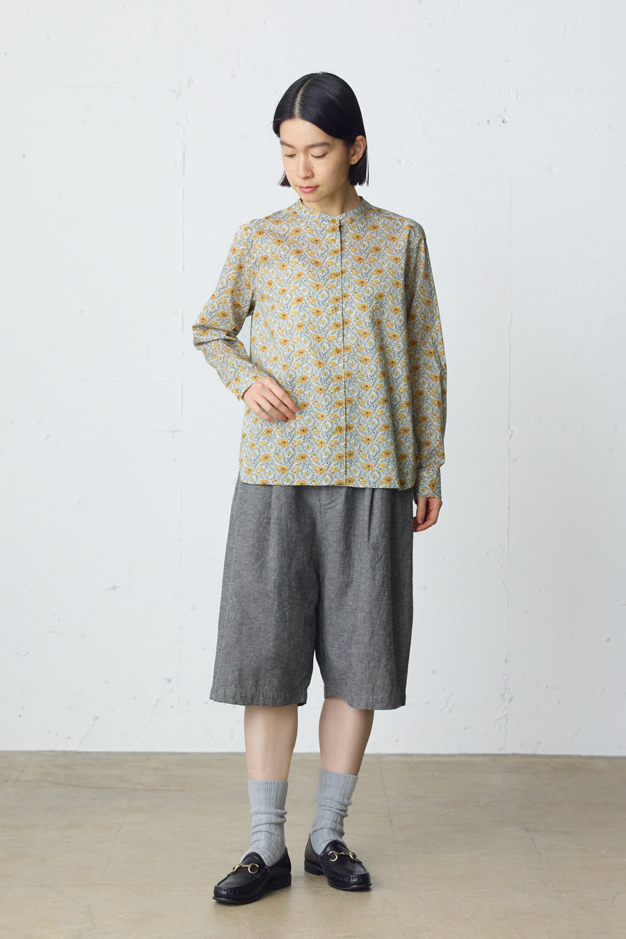 cotton linen tuck short pants