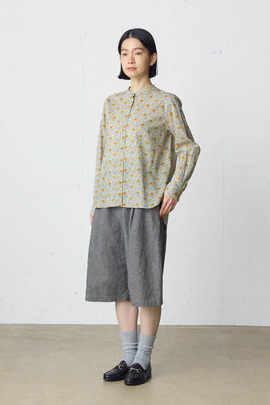 cotton linen tuck short pants