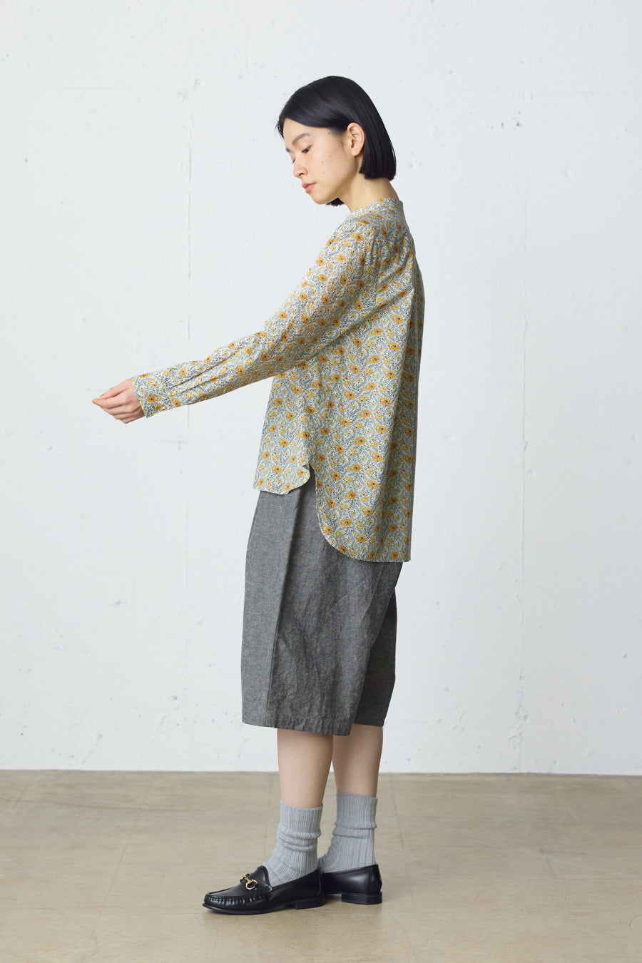 cotton linen tuck short pants