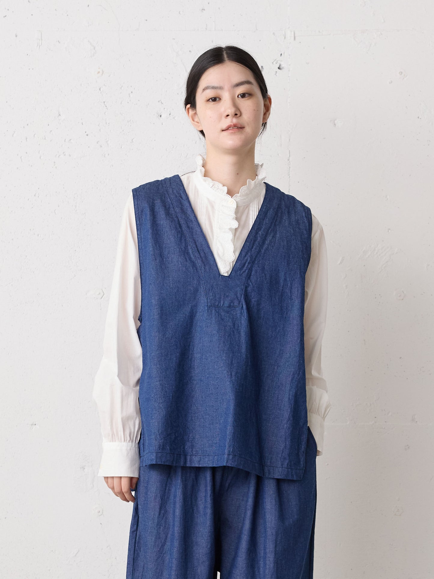 denim side strap vest