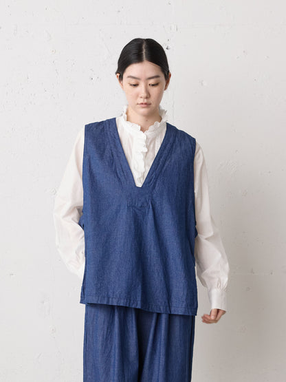 denim side strap vest