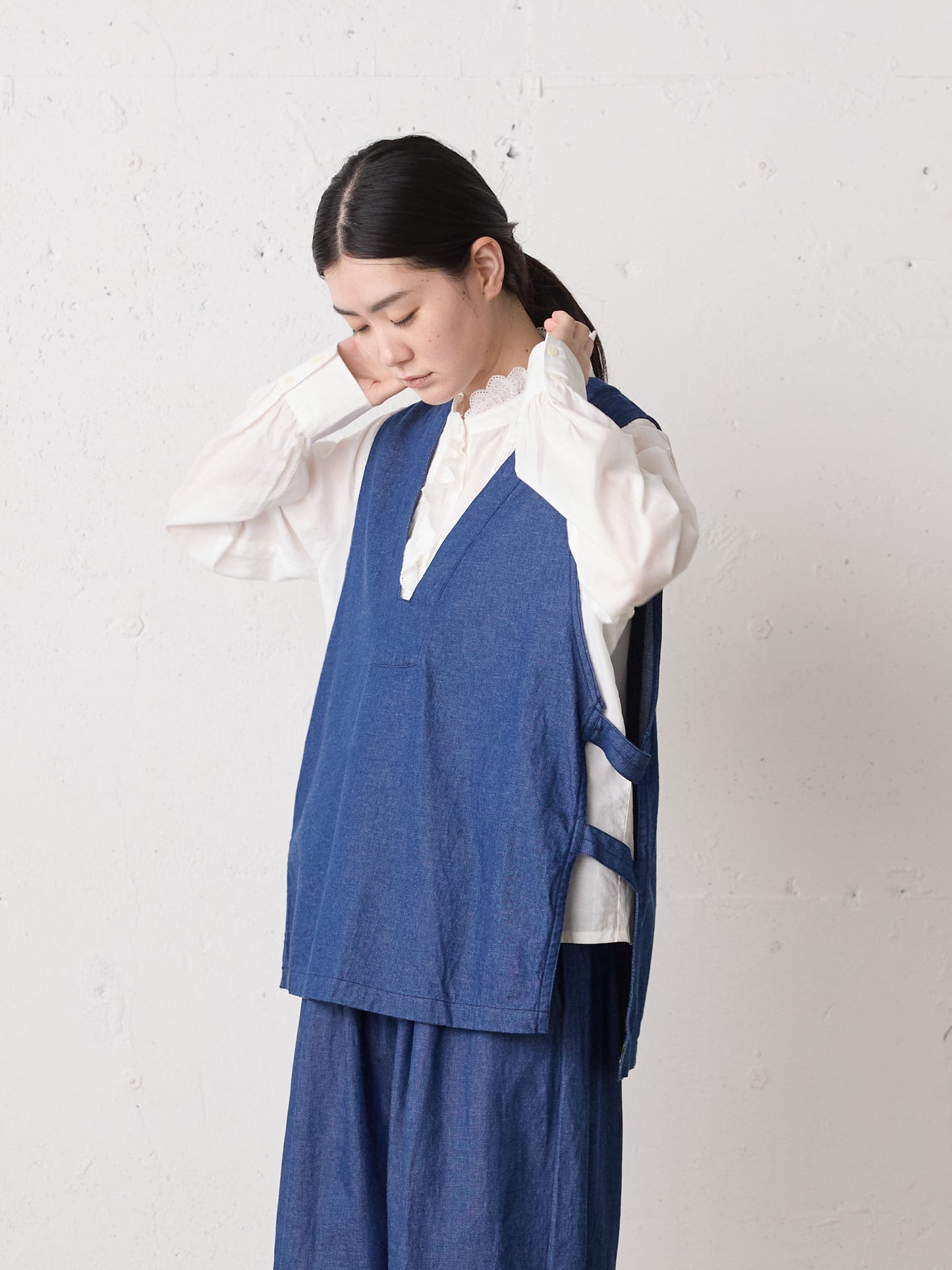 denim side strap vest