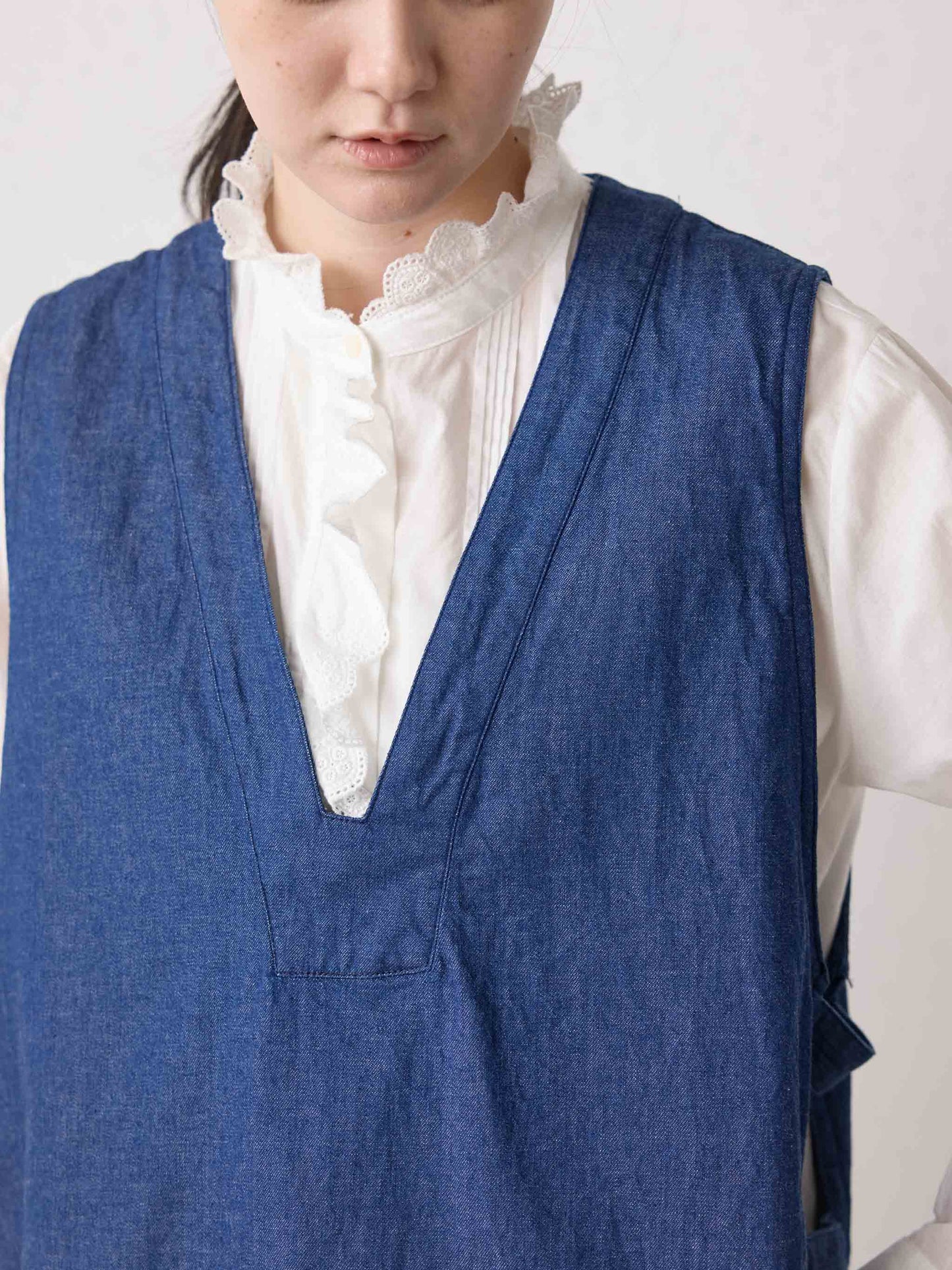 denim side strap vest