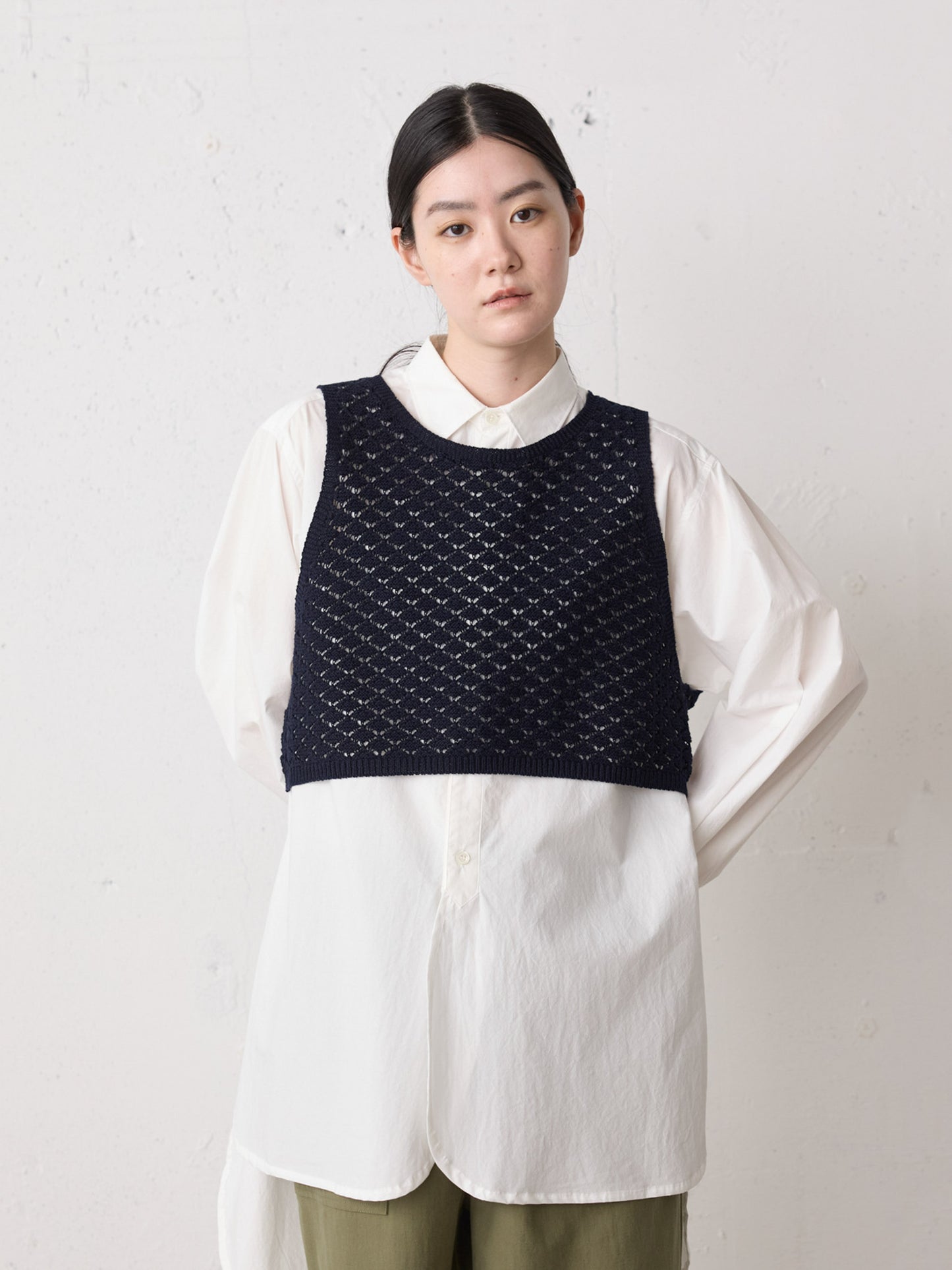 2way short knit vest