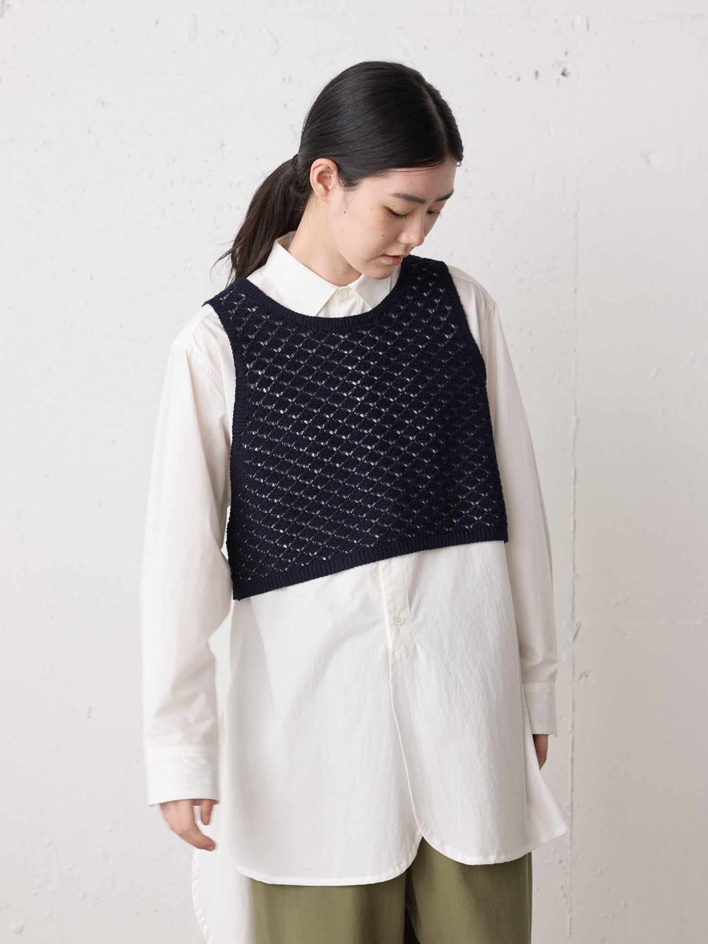 2way short knit vest