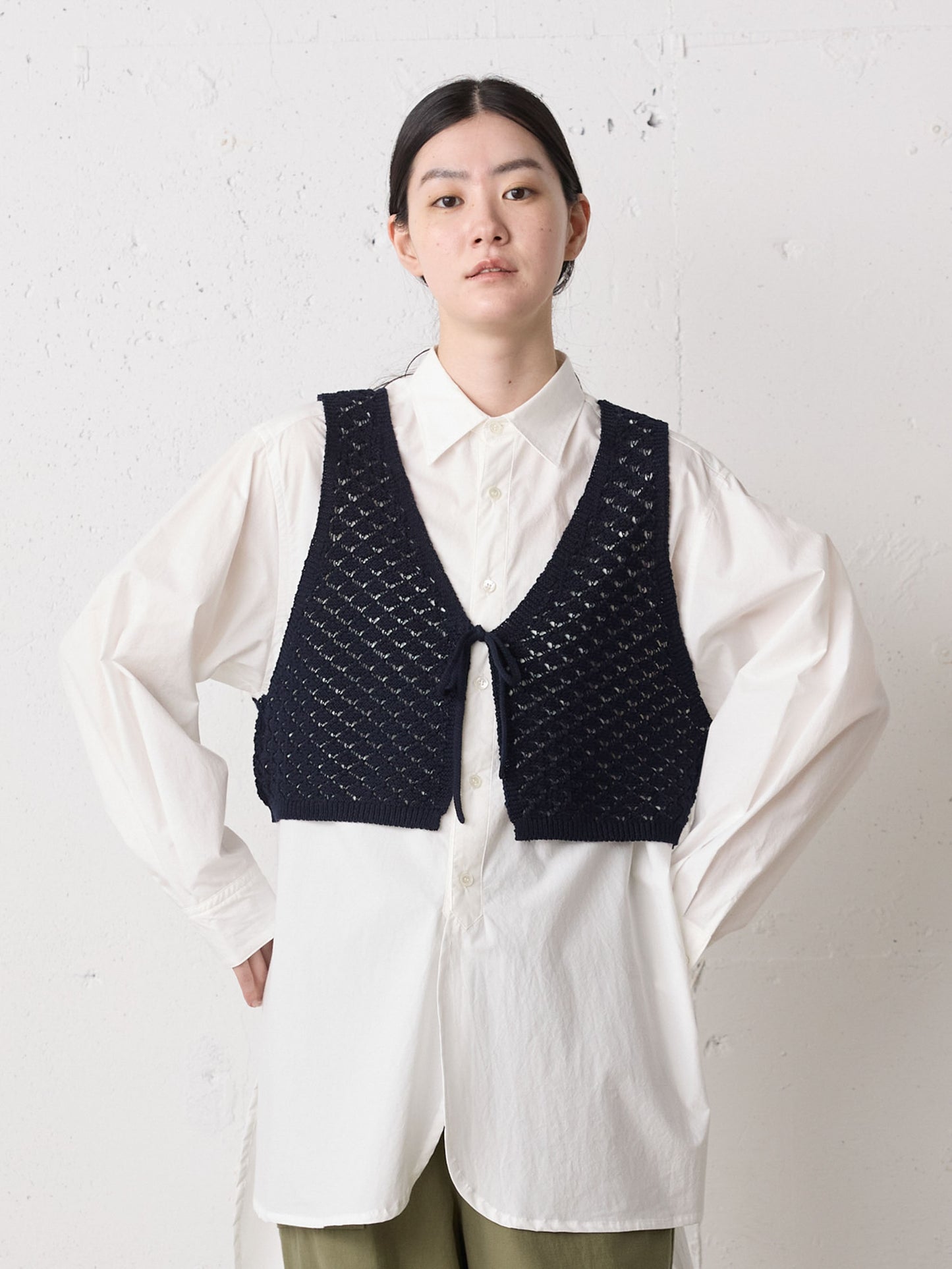 2way short knit vest