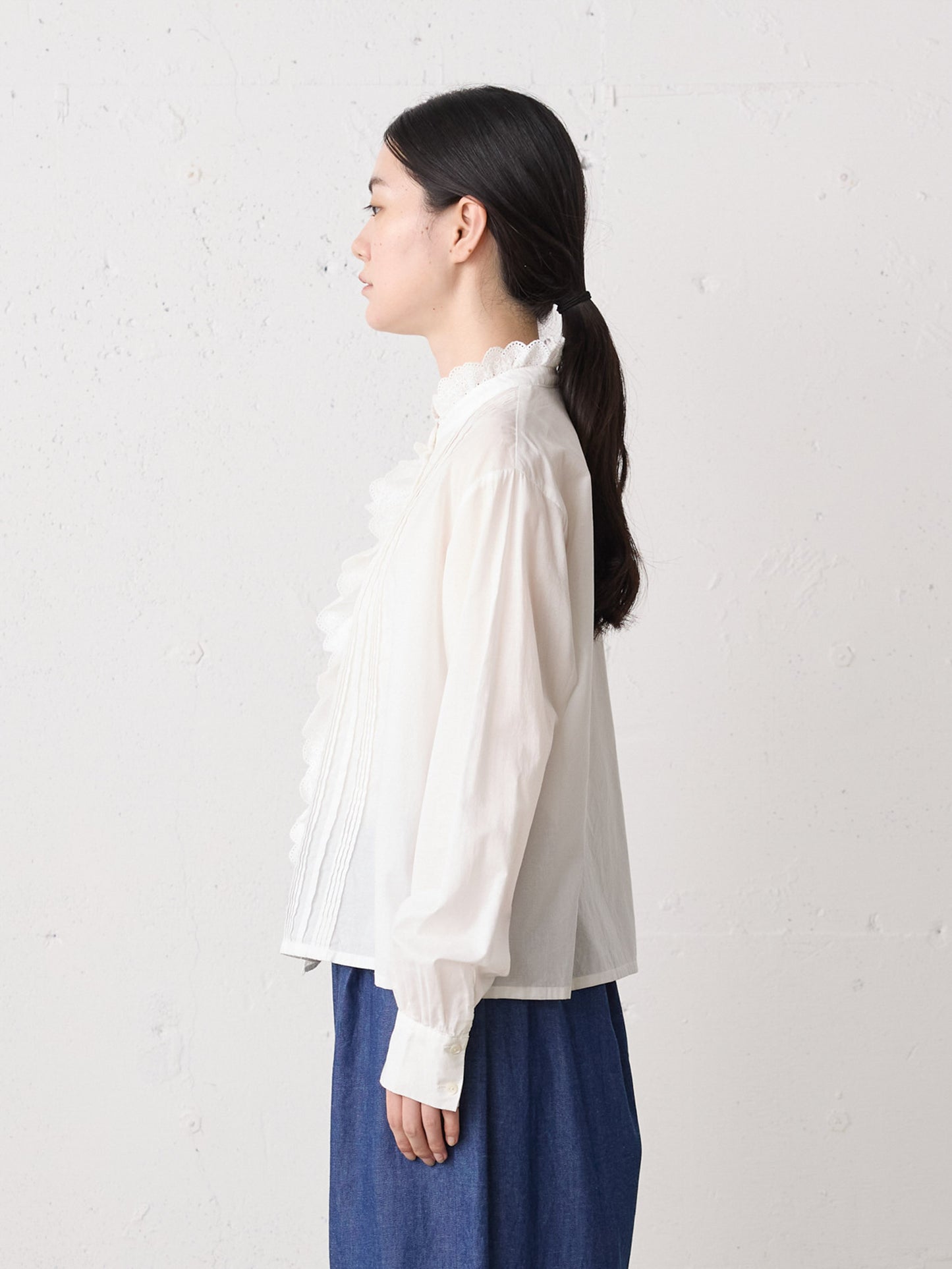 pin tuck lace shirt