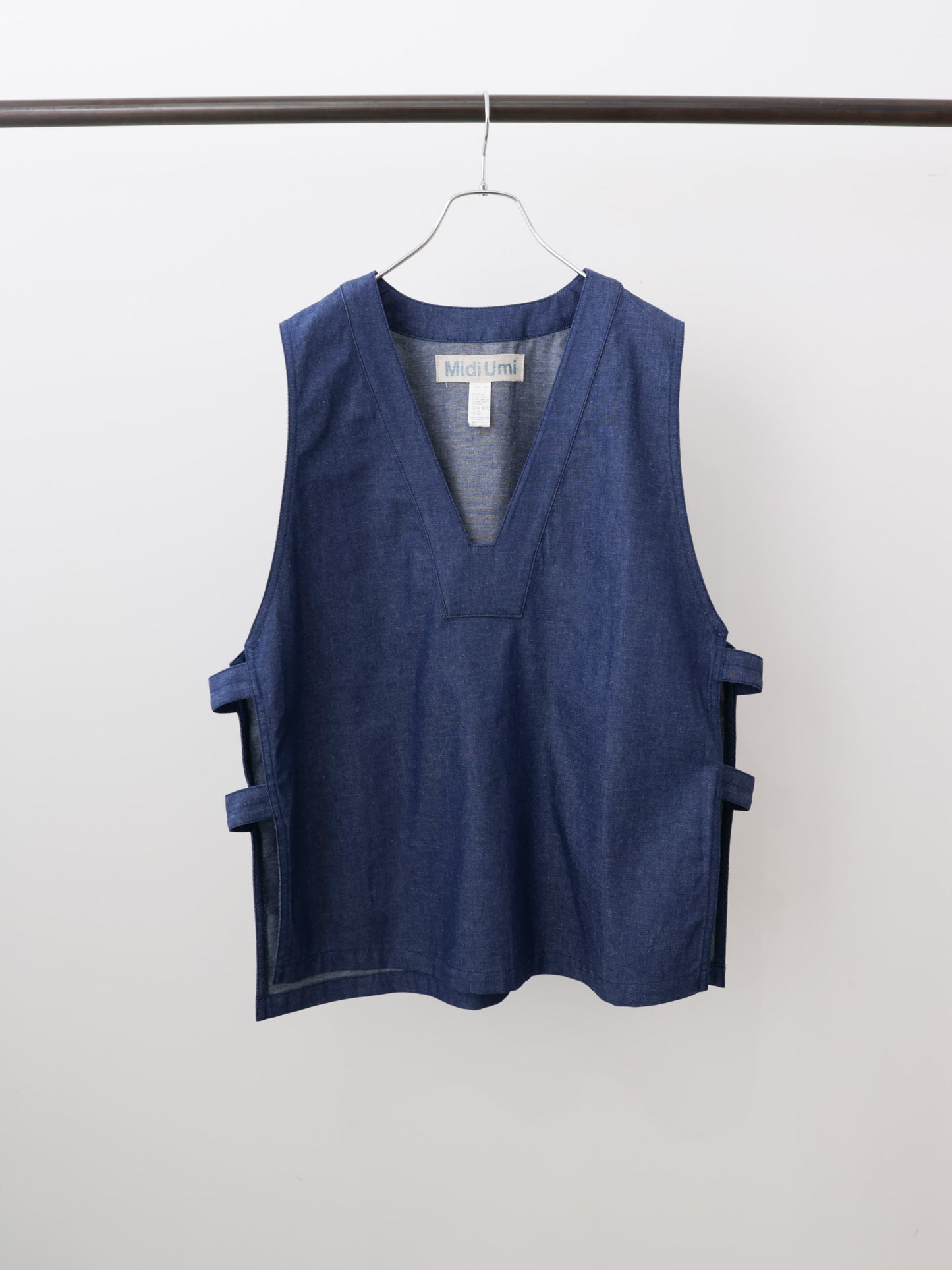 denim side strap vest