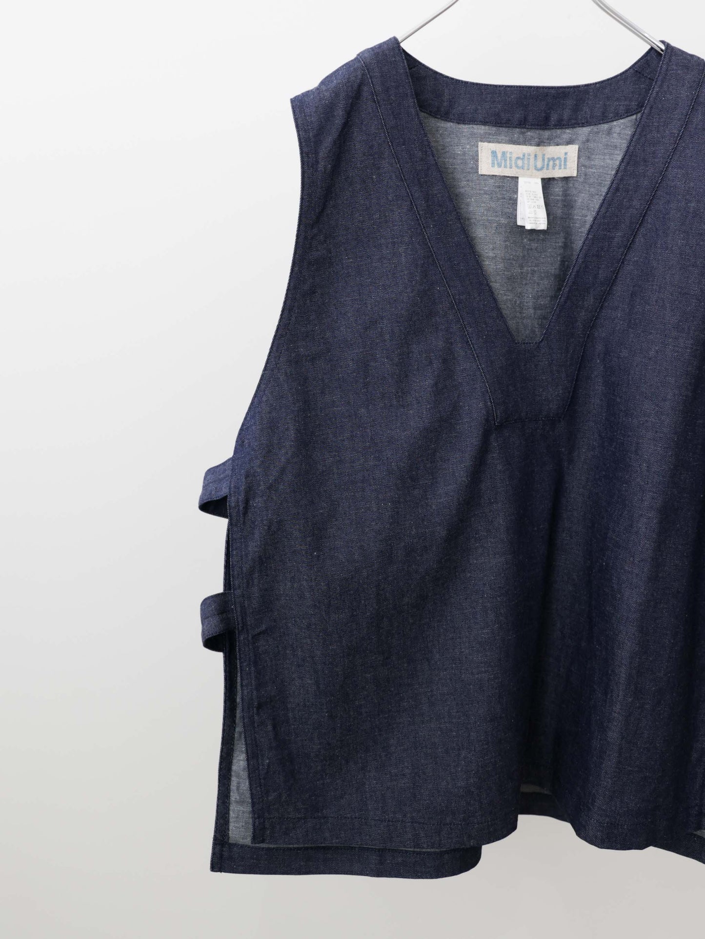 denim side strap vest