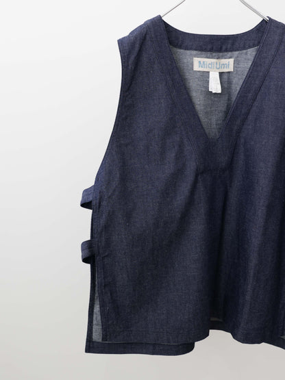 denim side strap vest