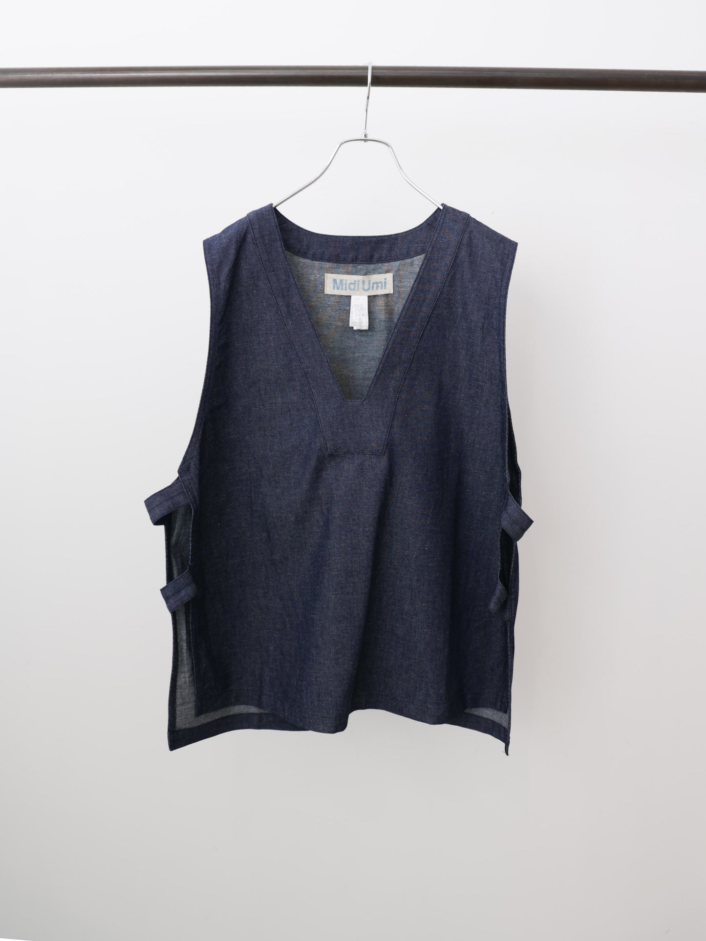 denim side strap vest