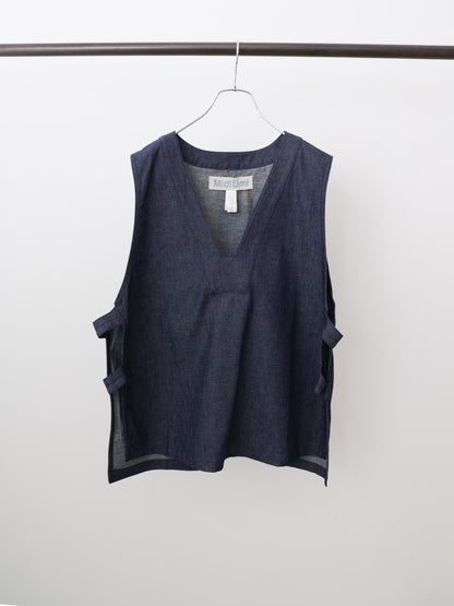 denim side strap vest