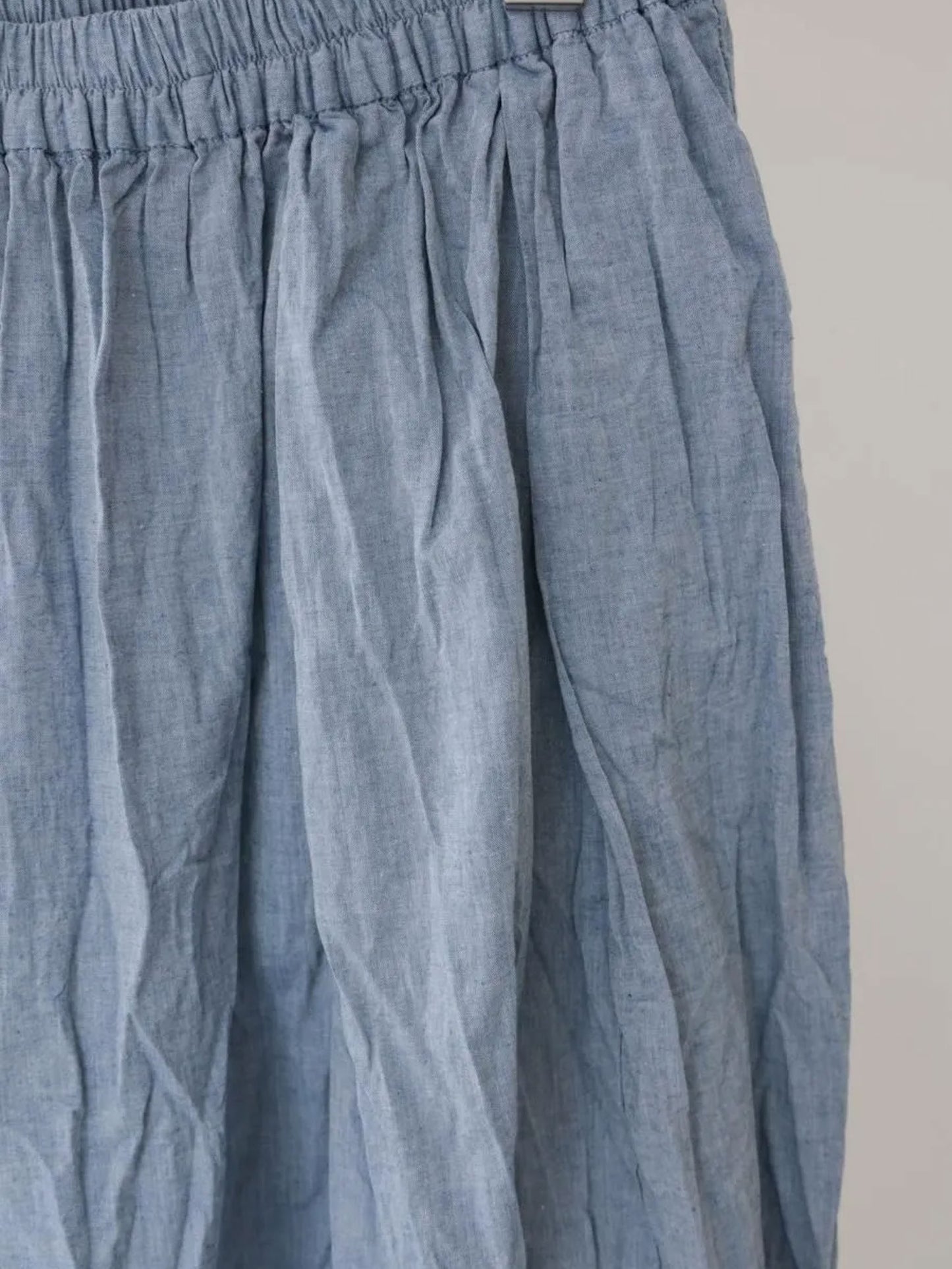 chambray gather skirt