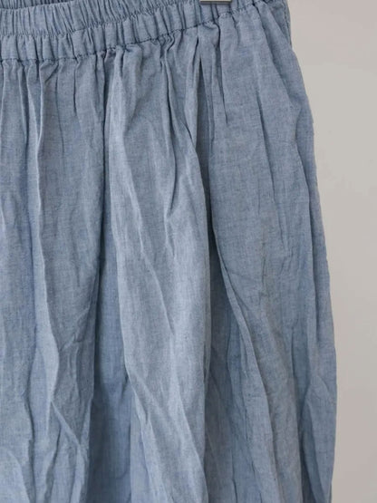 chambray gather skirt