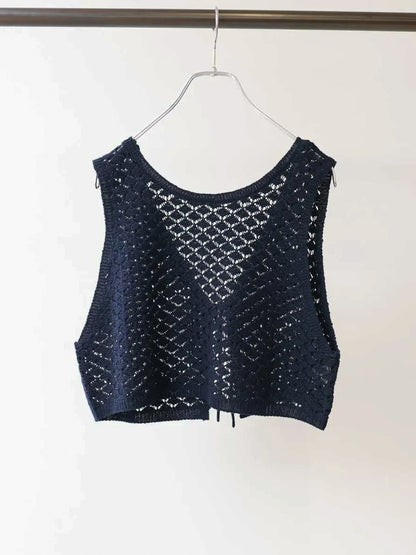 2way short knit vest
