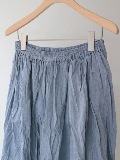 chambray gather skirt