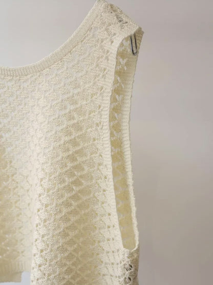 2way short knit vest