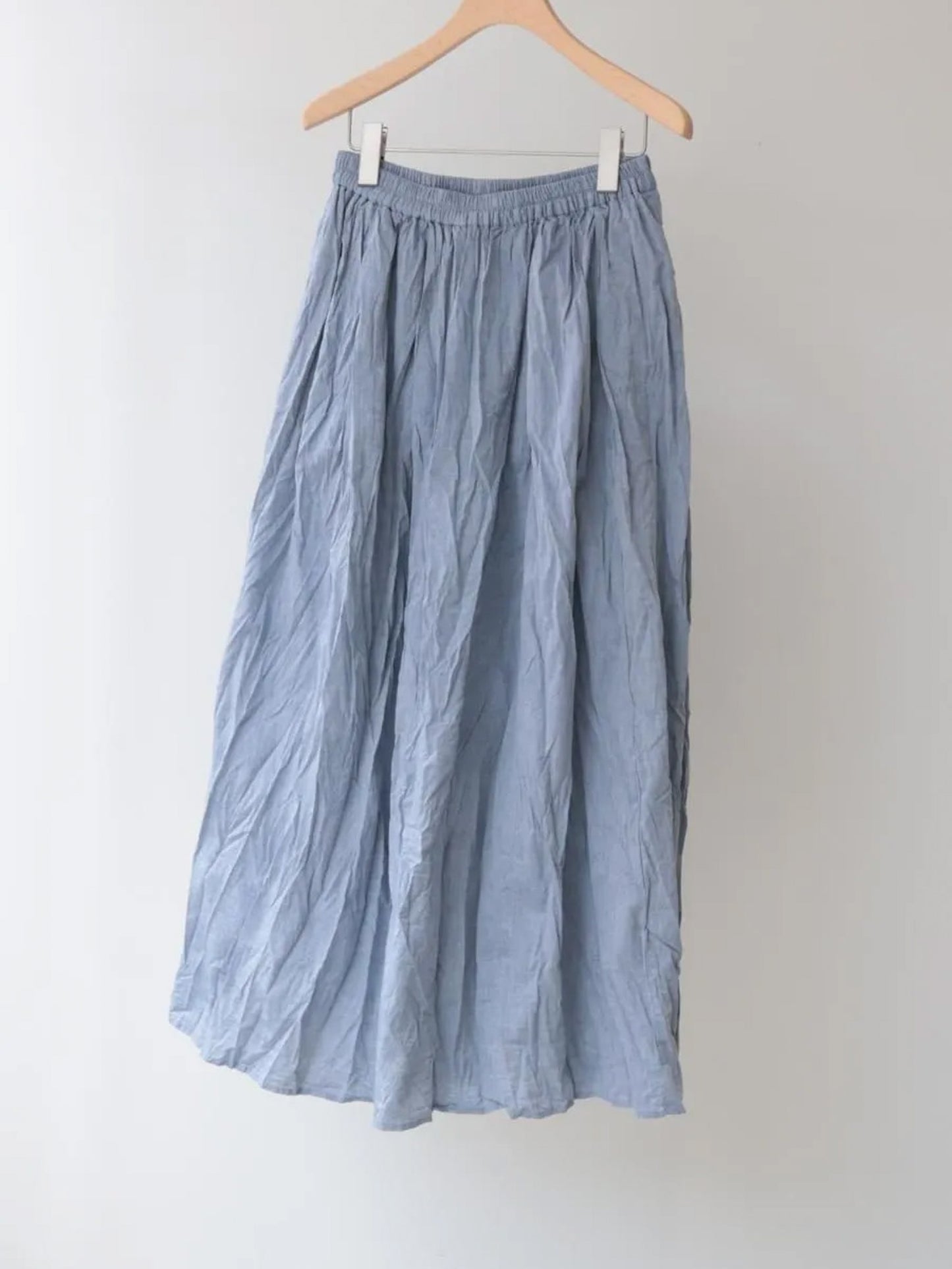 chambray gather skirt