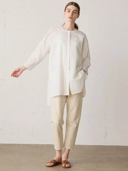 4/5 length white denim pants