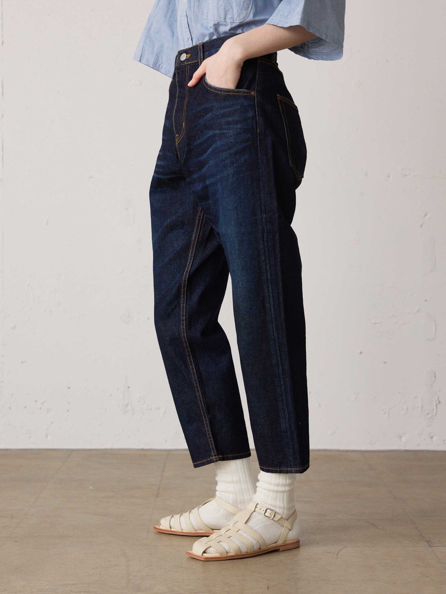 high waist denim pants
