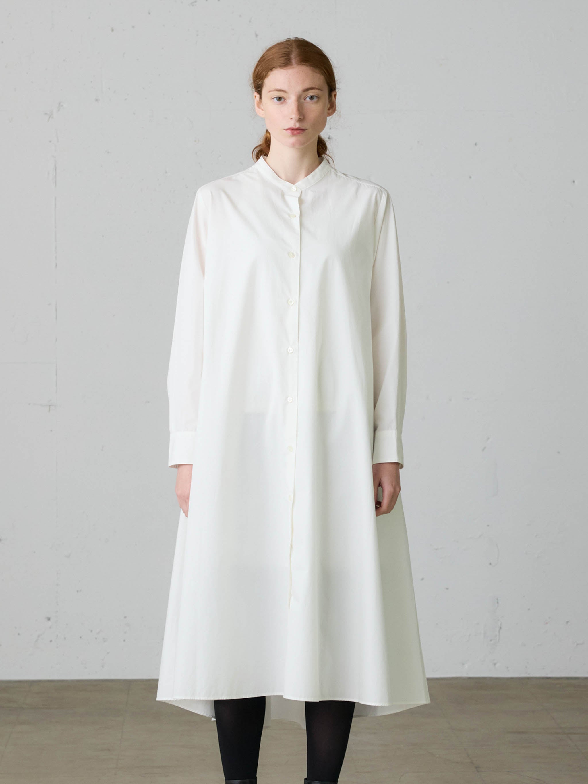 A line band collar shirt onepiece