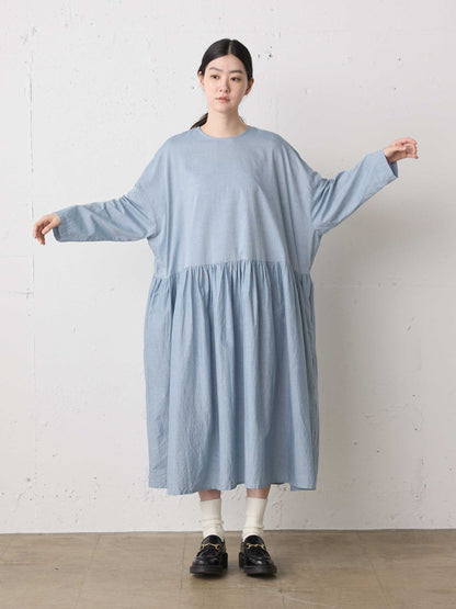 chambray gather onepiece