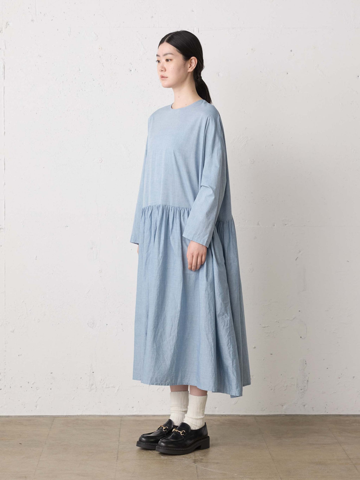 chambray gather onepiece