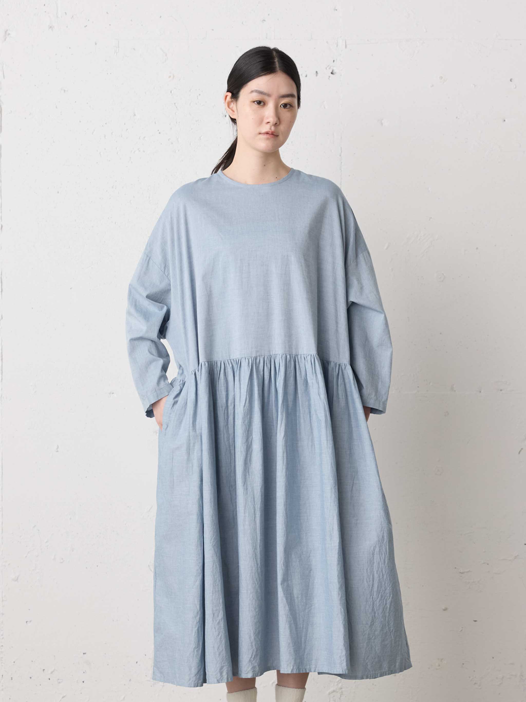 chambray gather onepiece