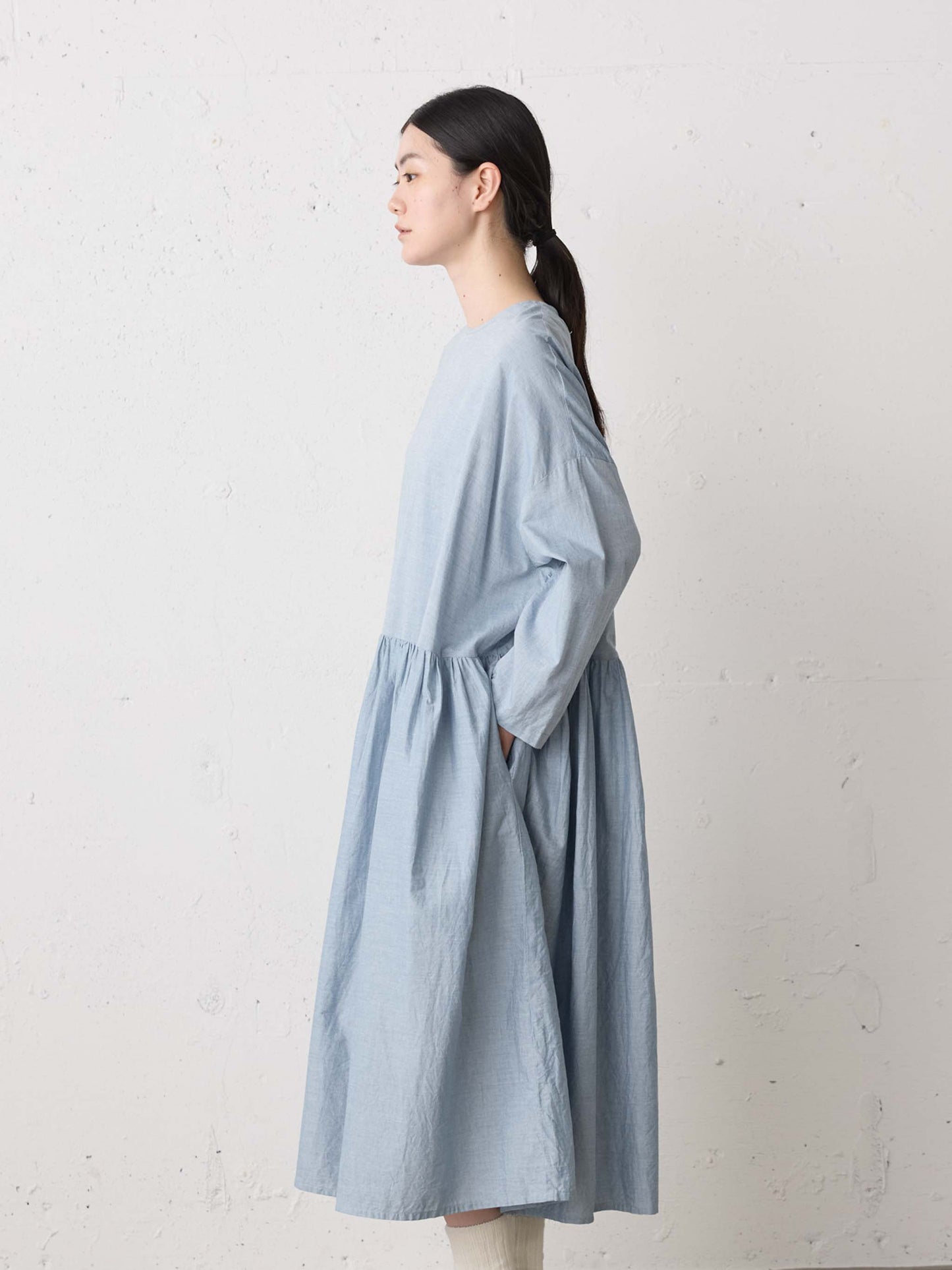 chambray gather onepiece