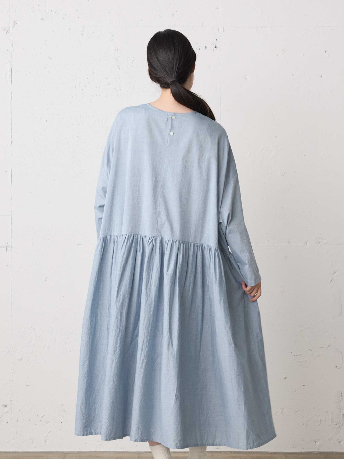 chambray gather onepiece