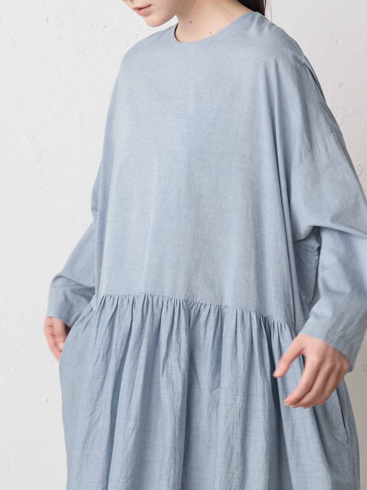 chambray gather onepiece