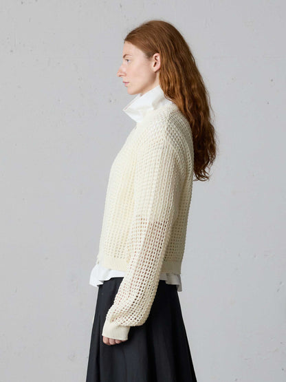 mesh knit zip cardigan