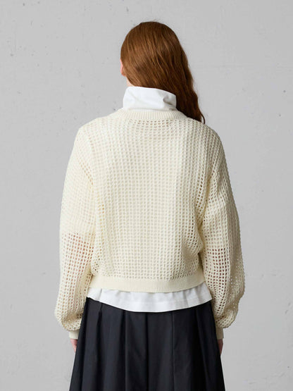 mesh knit zip cardigan