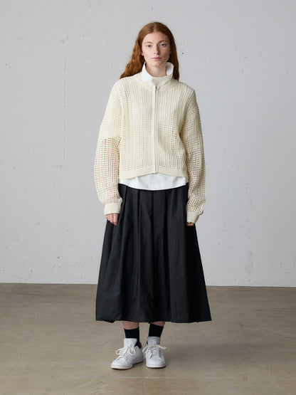 mesh knit zip cardigan