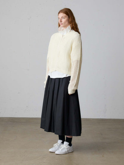 mesh knit zip cardigan