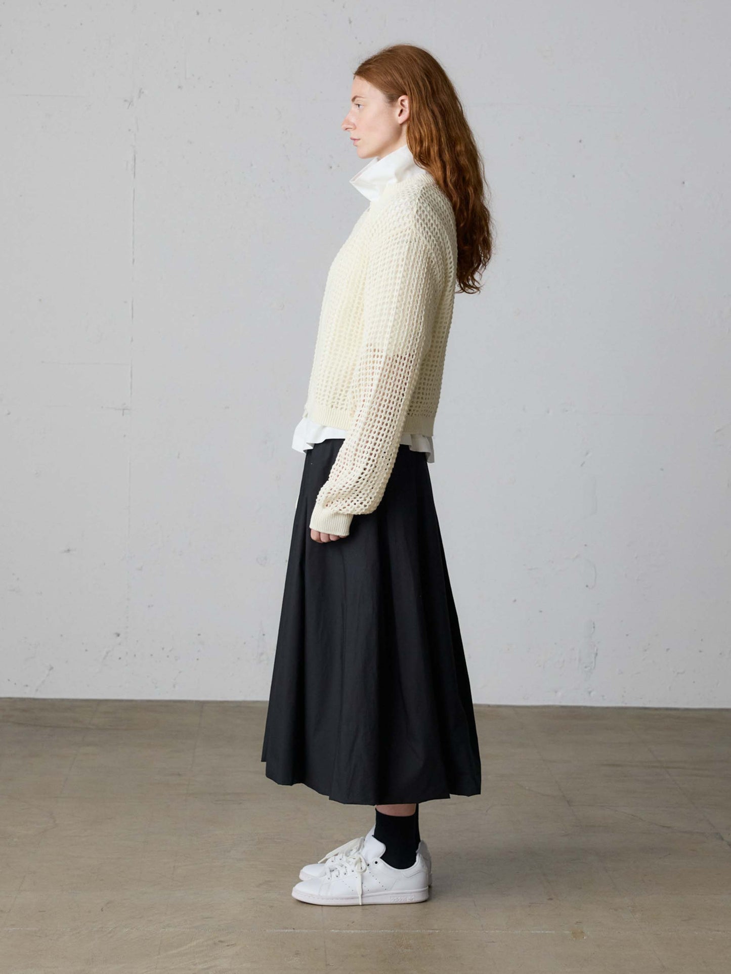 mesh knit zip cardigan